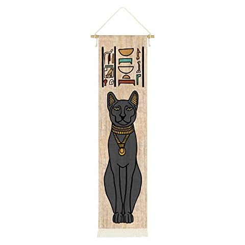 DigiTizerArt Hanging Canvas Wall Art Painting Ancient Egyptian Scene Tapestry Egypt Religion Historical Mythology Gods and Pharaohs Hieroglyphic Decor Decoration For Room (13''x 56''/33x142cm),C Cover