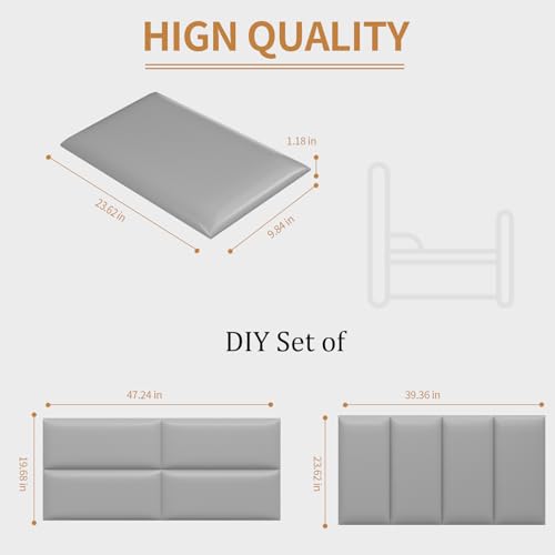 Image of Headboards Wall Panel for Twin, Self-Adhesive 3D Wall Panels, Upholstered Wall Panel for Bedroom /Living Room (4 Pieces 9.84 in x 23.6 in)