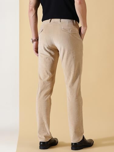 Image of Thomas Scott Men Smart Slim Fit Easy Wash Corduroy Chino Pants (Beige, 36)