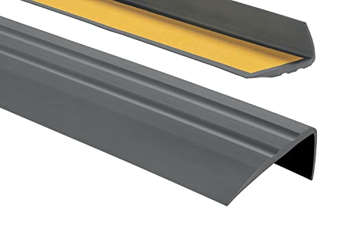ProfiPVC Perfil de PVC 50mmx25mm, 150 cm - autoadhesivo de borde para escaleras en Forma de L, Tiras antideslizantes para peldaños, Esquina para cantos - Cantonera Protector, Antracita