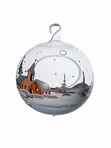 Windlicht Kugel Glaskugel für Teelicht blau mundgeblasen mit...