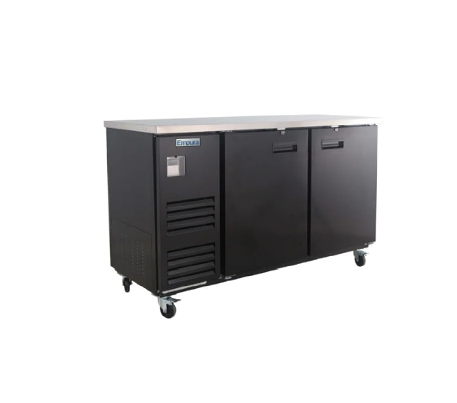 EMPURA 69" Back Bar Cooler Cabinet with Two-Swing Solid Doors | Commercial Refrigerator Fridge for Beverage Beer Soda | 20.8 Cu. Ft. | 69.0"W x 27.63"D x 42.5"H, Black Steel Exterior Finish, 115V