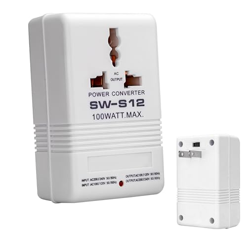 Image of 100W Two-Way Voltage Converter, AC 110V to 220V Step Up Voltage Converter, AC 220V & 110V Step Down Transformer, Universal Power Adapter Socket for Travel RV Camping, Small Appliances <50W