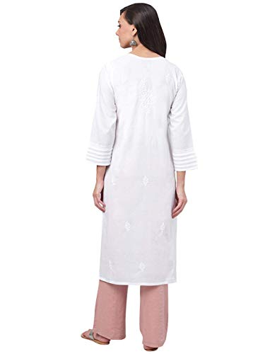 Ada Hand Embroidered Chikankari Indian Straight Cotton Kurti Kurta Tunic Dress for Women A1499842