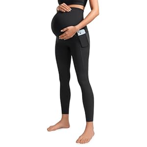 CRZ YOGA Womens Butterluxe Maternity Leggings with Pockets Over The Belly 25″ – Workout Active Yoga Pregnancy Pants Soft