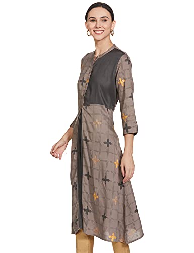 Image of Max Women's Rayon Printed Three-Quarter Sleeves A-Line Kurta