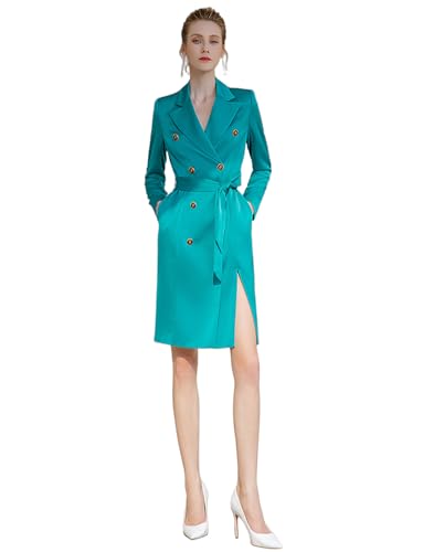 Costume blazer en satin pour femme avec jupe et boutons Kromoc