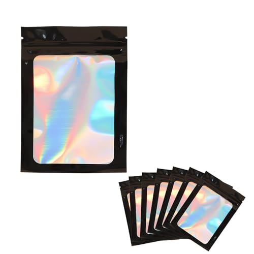 IGXX 100 Bolsas Mylar 7x10cm - Bolsas pequeñas con cierre reutilizable, bolsa de aluminio para alimentos, joyería y embalaje comercial, herméticas al olor (Negro, 7x10cm)