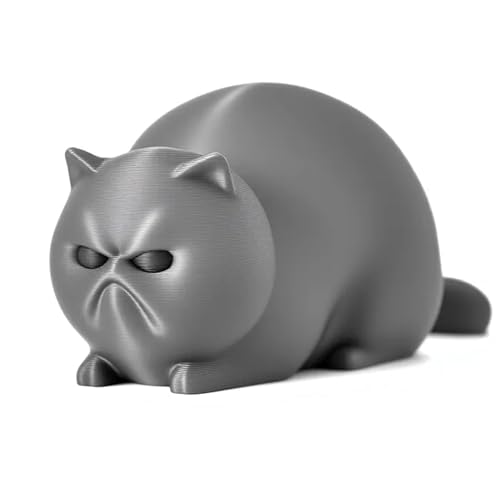 Yipintang Angry Chubby Cat Figurine – Cute 3D Printed Decor for Desk, Bookshelf, Bedside, or Any Space – Quirky & Playful Home Decor Piece