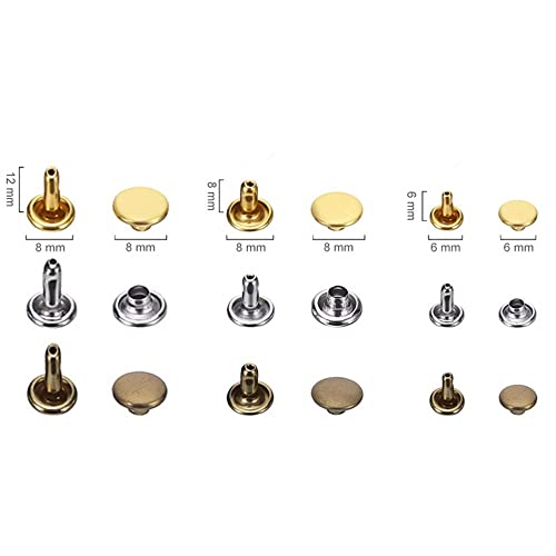 300 Sets Rivets For Leather, Leather Rivet Double Cap Rivets Kit, 3 Sizes 3 Colors And 4 Fixing Tools For Leather Crafts, Shoes, Clothes, Leather Boots, Bags, Decoration #TOP1