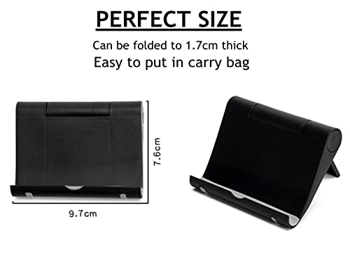 Jusdiqir Cell Phone Stand For Desk, Foldable Cell Phone Holder Mobile Phone Dock Multi-Angle Universal Adjustable Tablet Holder Compatible With Most Cell Phone And Tablet (Black) #TOP6