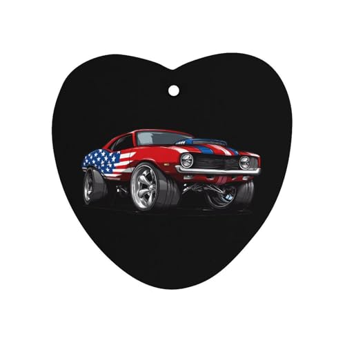 Muscle Car with Am-erican Flag Car Air Freshener Hanging Aromatherapy Tablets for Car Accessories Love form