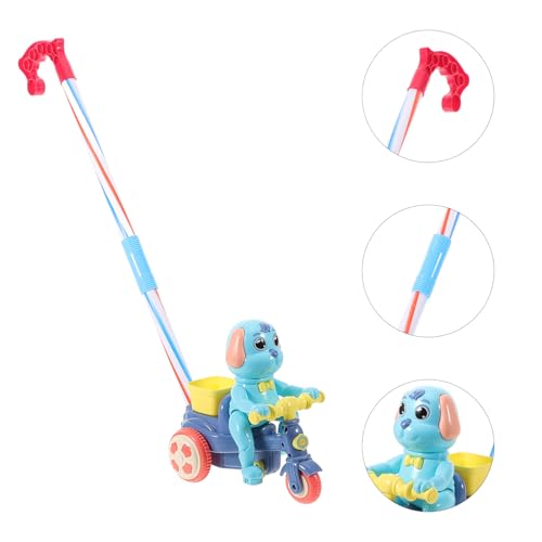 Image of Toyvian Plastic Baby Push Toy Toddler Pull with Handle Basket Pull Along Music Puppy Push and Walking Baby Walk Behind for Infant Learning Walker 19.6 Inch