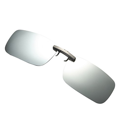 Detachable Night Lens Driving Metal Polarized Clip On Glasses Sunglasses Oversized round Glasses (Silver, One Size)3
