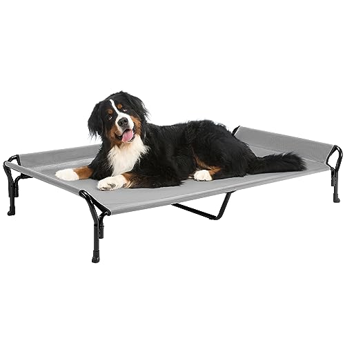 Veehoo Cooling Raised Dog Bed, Guardrail Elevated Dog Bed, Chewproof Dog Bed Frame with Washable & Breathable Teslin Mesh, Non-Slip Dog Sofa Bed Cot for Indoor & Outdoor, XX Large, Gray
