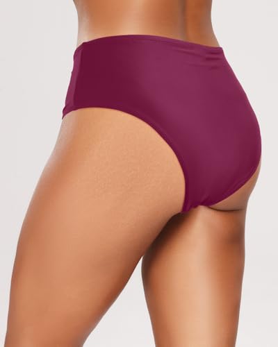 Image of Tempt Me Womens High Cut High Waisted Bikini Bottoms Tummy Control Bathing Suit Bottoms Swim Bottom Swimsuit Bottom