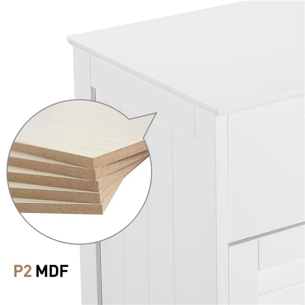 Yaheetech Mueble Armario de Baño Armario Impermeable Estrecho con Cajón y Puerta, para Salón Dormitorio Pasillo 32 x 30 x 87 cm, Blanco