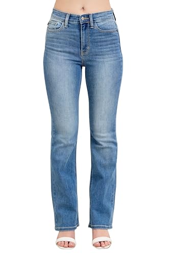 Judy Blue Womens High Waist Classic Contrast Wash Bootcut Jeans 82515 Blue