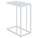Glass Top Snack Table Chrome and White