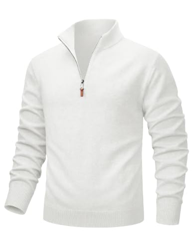 Image of MAGCOMSEN Men's Quarter Zip Pullover Lightweight Mock Neck Polo Sweater Long Sleeve Warm Fall Winter Pullover Sweaters