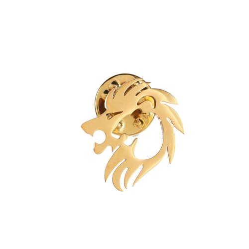 Image of Stainless Steel Animal Creative Crown Lion Brooches for Women and Men