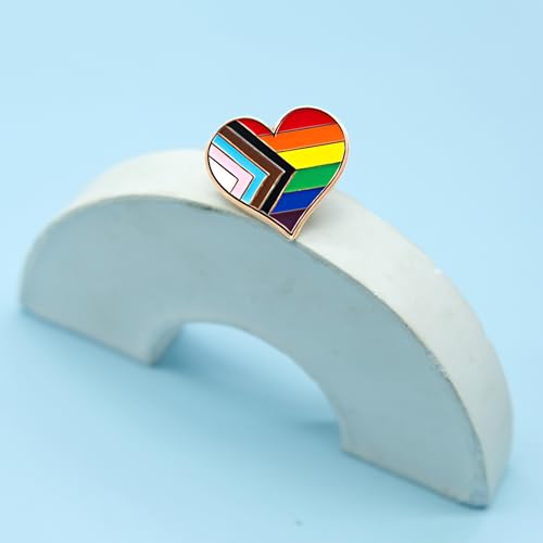 Image of LGBTQ Pins, Heart Rainbow Lapel Pin Brooch Badge for Pride Month Gay, Lesbian, Bi, Trans, Non Flag, LGBTQ+ Accessories for Clothes, Bags and Hats