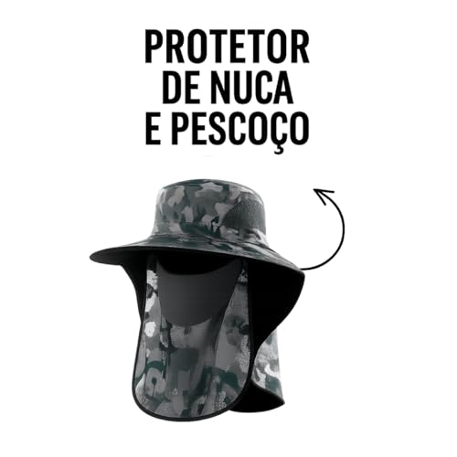 Chapéu de Pesca Camuflado Passeio Trilha Acampamento com Proteção do Sol UV