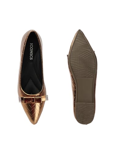 Image of Iconics Women's Slip On Ballerinas Colour-Copper, Size-UK 6