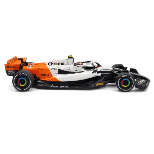 Image of Wizplex CCA McLaren MCL60 Officially Licensed 2023 Monaco GP 1:43 Premium Die Cast F1 Car Model with Driver Helmet & Acrylic Display Case - Collector Formula One Showpiece for Enthusiasts 14+