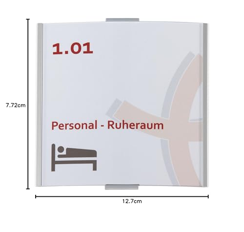 Frankfurt Türschild | 148x155mm | Aluminium silber | entspiegelte Abdeckung | Selbstklebend und auch zum Schrauben | Büroschild | Türschild Büro