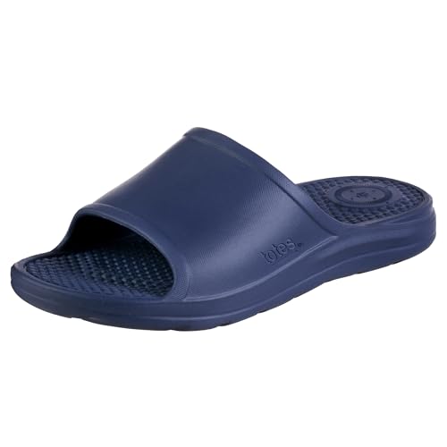 Image of Totes Men's Everywear Slide Sandals Lightweight Waterproof Comfort Slides with Cushioned Footbed for Pool, Beach & Everyday Wear