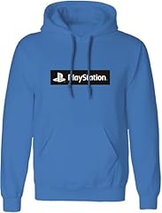 Playstation Box Logo Uomo Felpa con Cappuccio Blu XXL 80% Cotone, 20% Poliestere Regular