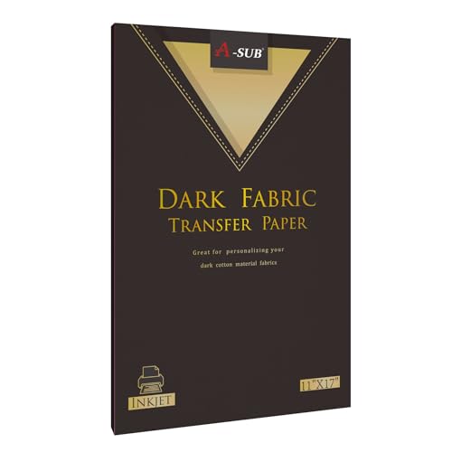 A-SUB Heat Transfer Paper for Dark Fabric 11X17 Inch Iron On Transfer Paper for Inkjet Printer 10 Sheets Make Custom T-Shirts Totes Bags