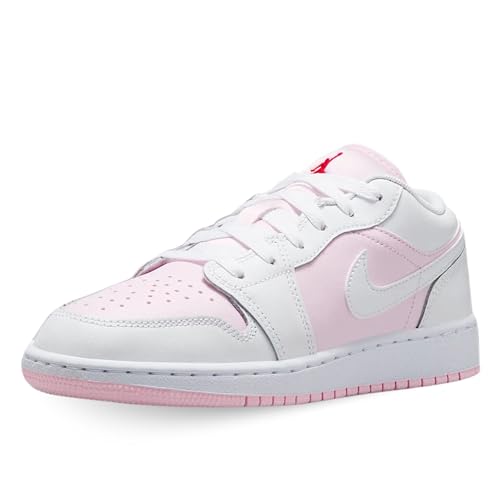 Air Jordan 1 Low Big Kids' Shoes (553560-608, Pink Foam/Fire Red/White)