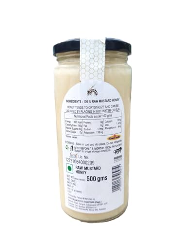 Image of JGS 100% Natural Mustard Raw Honey 500g | Pure Honey | Raw Unprocessed | Organic Pure Honey | Organic Honey | Organic, Raw, Tested, Unprocessed, Shahad | Smooth & Creamy Texture | No Added Sugars