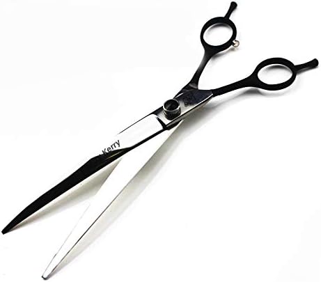 high-end Professional pet Care 8.0 inch pet Scissors 440C Steel Silver Left hand scissors (Double tail curved scissors)