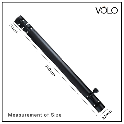 Image of VOLO Aluminium Tower Bolt with Stainless Steel Rod - Heavy Duty Door & Window Latch for Home and Office | Main Door Tower Bolt | Kundi /Chitakini | Pack of 2 Pieces (Black, 12 Inch)