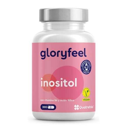 Myo Inositol 2000mg + Vit B6 + Ácido fólico (Quatrefolic®) - 200 Cápsulas con 400µg de Folic Acid ACTIVO - Balance femenino y equilibrio hormonal de la mujer* - Probado en laboratorio