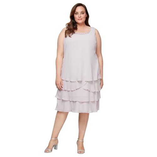Image of S.L. Fashions Women's Mother of The Bride Tiered Jacket Dress with Shoulder Embellishment