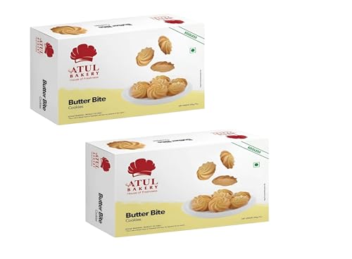 ATUL Butter Bite Cookies, Vegetarian, Eggless, 7 oz/ 2 pack