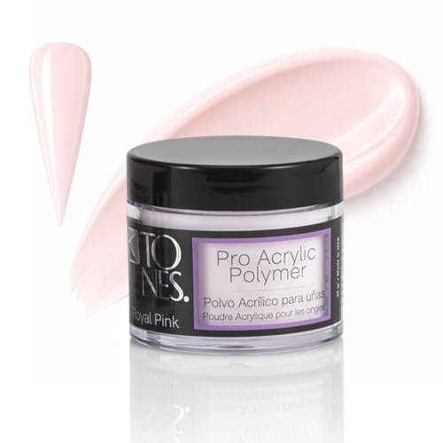 Tones Pro Acrylic Nail Powder, Royal Pink (Soft, Creamy Pastel Pink), (1.5 Fl Oz) - Long-Lasting & Non-Yellowing Polymer for Salon Quality Nail Extensions & 3D Art