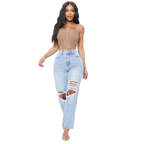 Ripped Jeans for Women High Waisted Distressed Casual Loose Trendy Straight Leg Demin Pants2