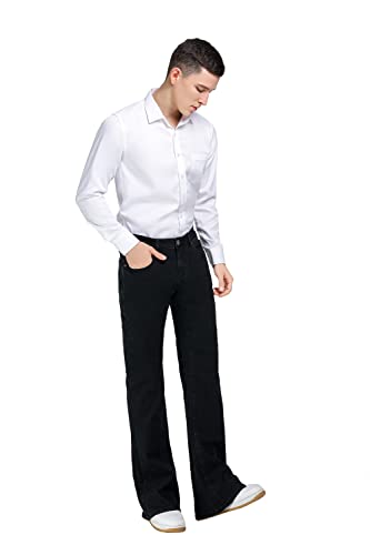 Wbestwind Men's Relaxed Stretch Vintage 60S 70S Bell Bottom Fit Comfort Flared Retro Leg Denim Jeans,Flo,Tag Xl Black #TOP3