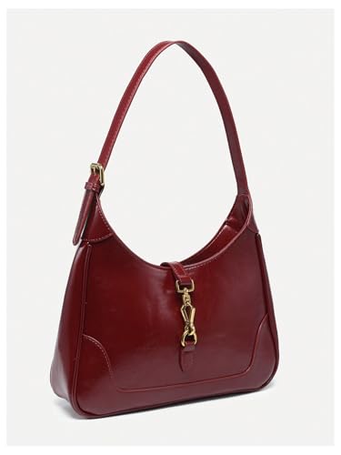 Women's PU Leather Clasp Shoulder Bag Adjustable Strap Vintage Hobo Handbags Purse2