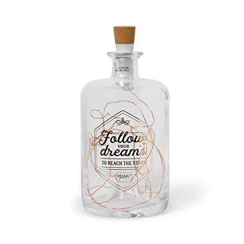 Legami - Glass Bottle with Led Lights Wire, Jar of Stars, 9x20 cm, Charging with USB Cable, 20 LEDs, Warm White Light, Copper Wire, Indoor Only