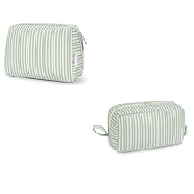 Narwey Striped Makeup Bag with Cute Makeup Bag Small Toiletry Bag for Women Girls