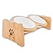 Premium Hundenapf Keramik oder Katzennapf höhenverstellbar, 350ml pro Napf, Perfekter Futternapf für Hund und Katze, ideal für kleine Hunde und Katzen, Näpfe mit Futterstation aus Bambus