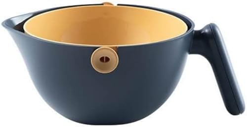 Cuenco de lavado 2 en 1 y colador giratorio de alimentos, colador de doble capa con asa para drenar pasta, frutas, verduras, cesta de plástico apta