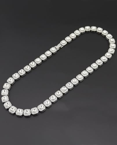 Iced Out Zircon Necklace for Men, Silver Tone Chain, AAA Quality Gift Necklace3