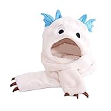 Unbekannt Kleinkind Hüte Schals Warm Herbst Winter Baby Jungen Gehörschutz Hüte Kinder Integrierter Hut mit Handschuhen Cap Kurzes Schild (White, One Size)